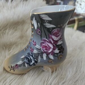 Floral Ceramic Boot Vase